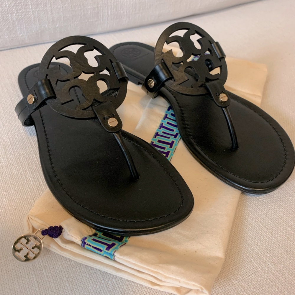 Tory Burch Miller Calf Leather Black Sandals